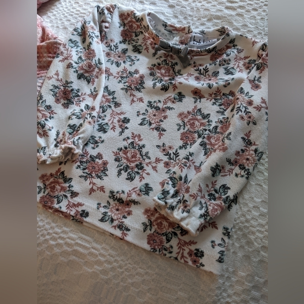 Nicole Miller Girls Long Sleeved Tops 12 Months and 24 Months Pink Floral - Picture 3 of 9